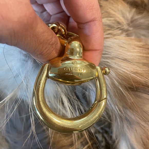 GUCCI Monogram Fox Fur Wool Silk Horsebit Gold Clasp Shawl/Wrap - Picture 10 of 16